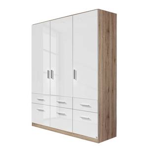 Armoire à portes battantes Celle I Blanc brillant / Imitation chêne de San Remo - Largeur : 136 cm