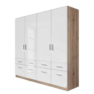 Armoire à portes battantes Celle I Blanc brillant / Imitation chêne de San Remo - Largeur : 181 cm