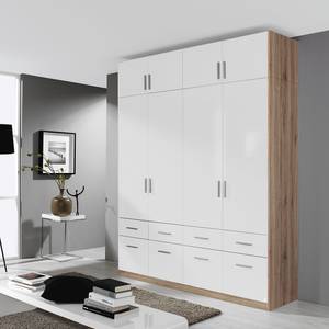 Armoire à portes battantes Celle I Blanc brillant / Imitation chêne de San Remo - Largeur : 181 cm