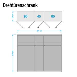 Drehtürenschrank Chalet Weißeiche Dekor - Breite: 225 cm - 5 Türen