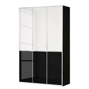 Drehtürenschrank Chicago I Glas Weiß / Glas Schwarz - 150 x 236 cm - 3 Türen