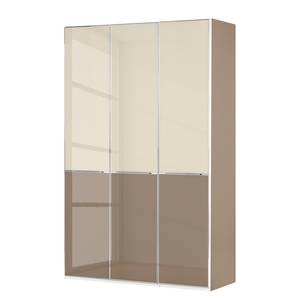 Drehtürenschrank Chicago I Glas Magnolie / Glas Sahara - 150 x 236 cm - 3 Türen