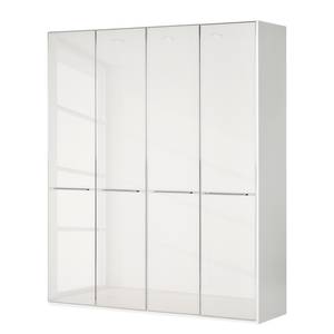 Drehtürenschrank Chicago I Weiß / Glas Weiß - 200 x 216 cm - 4 Türen