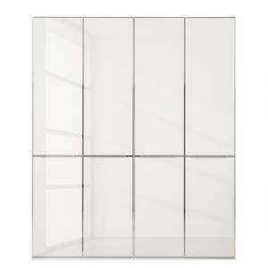 Drehtürenschrank Chicago I Weiß / Glas Weiß - 200 x 216 cm - 4 Türen