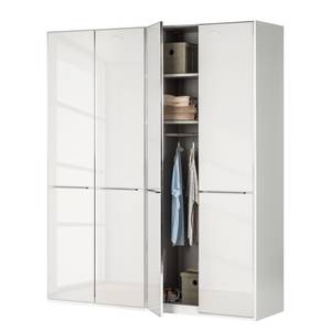 Drehtürenschrank Chicago I Glas Weiß - 200 x 216 cm - 4 Türen