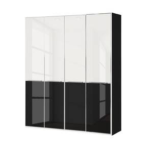 Drehtürenschrank Chicago I Glas Weiß / Glas Schwarz - 200 x 236 cm - 4 Türen