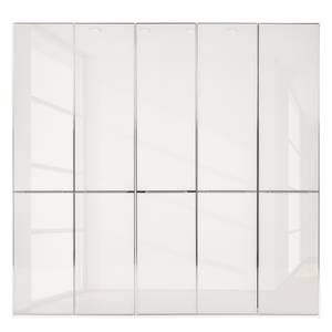 Drehtürenschrank Chicago I Glas Weiß - 250 x 236 cm - 5 Türen