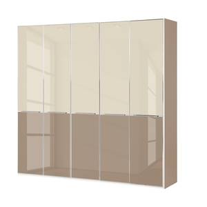 Drehtürenschrank Chicago I Glas Magnolie / Glas Sahara - 250 x 216 cm - 5 Türen