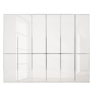 Drehtürenschrank Chicago I Weiß / Glas Weiß - 300 x 216 cm - 6 Türen