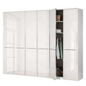 Drehtürenschrank Chicago I Weiß / Glas Weiß - 300 x 216 cm - 6 Türen