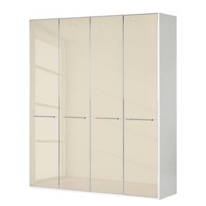 Drehtürenschrank Chicago I Alpinweiß / Glas Magnolie - 200 x 216 cm - 4 Türen