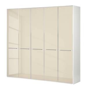 Drehtürenschrank Chicago I Alpinweiß / Glas Magnolie - 250 x 216 cm - 5 Türen