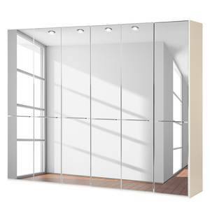 Drehtürenschrank Chicago I Magnolie / Spiegelglas - 300 x 236 cm - 6 Türen