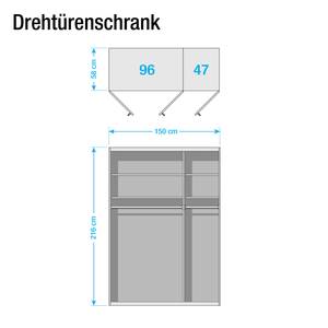 Drehtürenschrank Chicago I Alpinweiß / Glas Sahara - 150 x 216 cm - 3 Türen