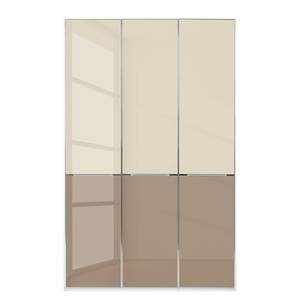 Drehtürenschrank Chicago I Glas Magnolie / Glas Sahara - 150 x 236 cm - 3 Türen