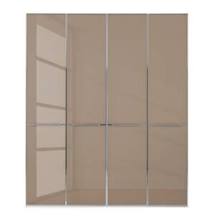 Drehtürenschrank Chicago I Alpinweiß / Glas Sahara - 200 x 216 cm - 4 Türen