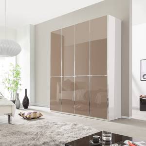 Drehtürenschrank Chicago I Alpinweiß / Glas Sahara - 200 x 216 cm - 4 Türen