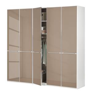 Drehtürenschrank Chicago I Alpinweiß / Glas Sahara - 250 x 216 cm - 5 Türen