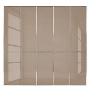 Drehtürenschrank Chicago I Alpinweiß / Glas Sahara - 250 x 236 cm - 5 Türen