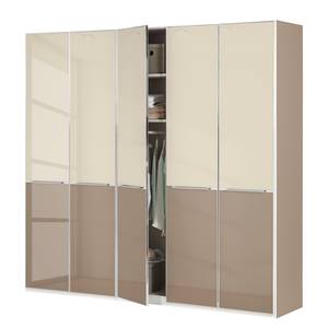 Drehtürenschrank Chicago I Glas Magnolie / Glas Sahara - 250 x 236 cm - 5 Türen