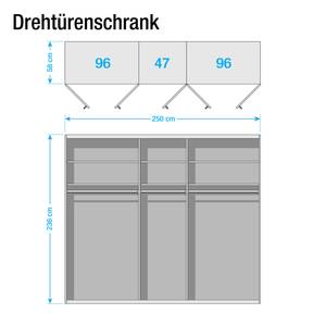 Drehtürenschrank Chicago I Alpinweiß / Glas Sahara - 250 x 236 cm - 5 Türen