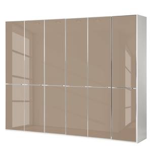 Drehtürenschrank Chicago I Alpinweiß / Glas Sahara - 300 x 216 cm - 6 Türen