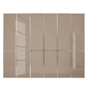 Drehtürenschrank Chicago I Alpinweiß / Glas Sahara - 300 x 216 cm - 6 Türen