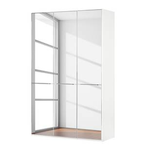 Drehtürenschrank Chicago I Glas Weiß / Spiegelglas - 150 x 236 cm - 3 Türen