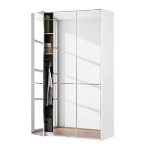 Drehtürenschrank Chicago I Glas Weiß / Spiegelglas - 150 x 236 cm - 3 Türen