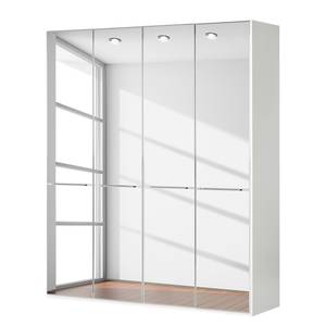Drehtürenschrank Chicago I Alpinweiß / Spiegelglas - 200 x 216 cm - 4 Türen