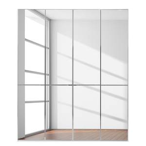Drehtürenschrank Chicago I Glas Weiß / Spiegelglas - 200 x 216 cm - 4 Türen