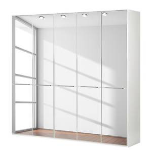 Drehtürenschrank Chicago I Glas Weiß / Spiegelglas - 250 x 236 cm - 5 Türen