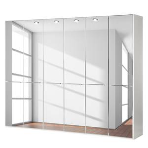 Drehtürenschrank Chicago I Alpinweiß / Spiegelglas - 300 x 216 cm - 6 Türen