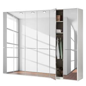Drehtürenschrank Chicago I Alpinweiß / Spiegelglas - 300 x 216 cm - 6 Türen