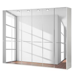 Drehtürenschrank Chicago I Alpinweiß / Spiegelglas - 300 x 236 cm - 6 Türen