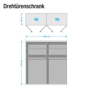 Drehtürenschrank Chicago I Glas Magnolie / Glas Sahara - 200 x 216 cm - 4 Türen