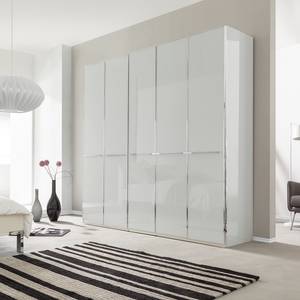 Drehtürenschrank Chicago I Glas Weiß - 250 x 236 cm - 5 Türen