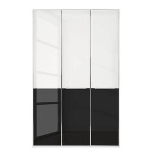 Drehtürenschrank Chicago I Glas Weiß / Glas Schwarz - 150 x 216 cm - 3 Türen