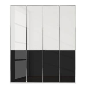 Drehtürenschrank Chicago I Glas Weiß / Glas Schwarz - 200 x 236 cm - 4 Türen
