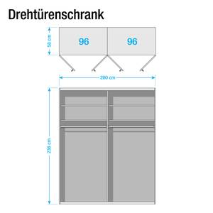 Draaideurkast Chicago I Glas wit/glas zwart - 200 x 236 cm - 4 deuren