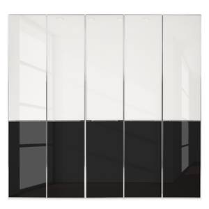 Drehtürenschrank Chicago I Glas Weiß / Glas Schwarz - 250 x 236 cm - 5 Türen