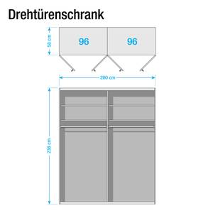 Drehtürenschrank Chicago I Schwarz / Spiegelglas - 200 x 236 cm - 4 Türen