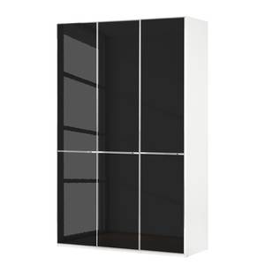 Drehtürenschrank Chicago I Weiß / Glas Schwarz - 150 x 236 cm - 3 Türen