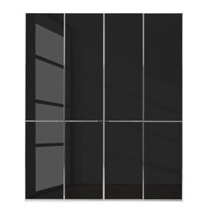 Drehtürenschrank Chicago I Weiß / Glas Schwarz - 200 x 216 cm - 4 Türen