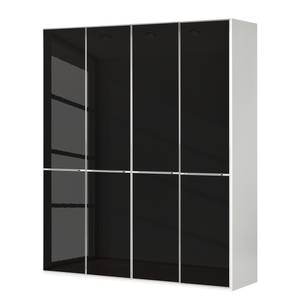 Drehtürenschrank Chicago I Weiß / Glas Schwarz - 200 x 236 cm - 4 Türen