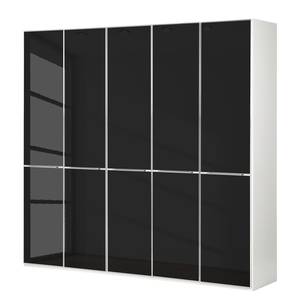 Drehtürenschrank Chicago I Weiß / Glas Schwarz - 250 x 216 cm - 5 Türen