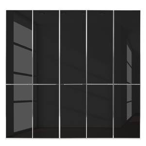 Drehtürenschrank Chicago I Weiß / Glas Schwarz - 250 x 216 cm - 5 Türen