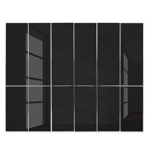 Drehtürenschrank Chicago I Glas Schwarz - 300 x 216 cm - 6 Türen