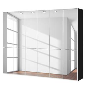 Drehtürenschrank Chicago I Schwarz / Spiegelglas - 300 x 216 cm - 6 Türen