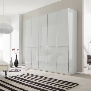 Drehtürenschrank Chicago I Weiß / Glas Weiß - 250 x 216 cm - 5 Türen